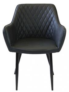 Sedia poltrona da interno con struttura in metallo e seduta larga imbottita rivestita in ecopelle Chair XL - Black