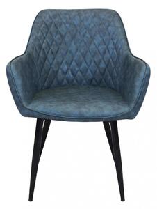 Sedia poltrona da interno con struttura in metallo e seduta larga imbottita rivestita in ecopelle Chair XL - Blue
