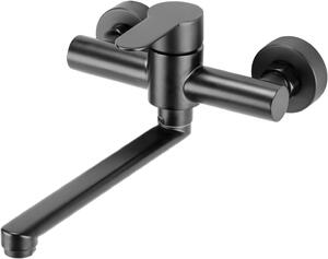 Rubinetto da cucina a parete - Miscelatore per cucina con montaggio a parete - Igiene ottimale - Girevole a 360 gradi - Braccio girevole da 23 cm - Colore nero