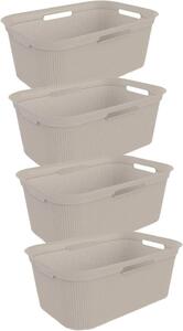 Set di cesti per la biancheria - Cesti in lino - Per il lavaggio dei vestiti - Con fori di ventilazione - Capacità: 40 litri - Colore: beige