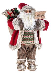 Babbo Natale con Scrtta Merry Christmas H45 cm Rosso/Marrone