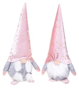 Set di 2 Elfi con Stelline H38 cm in Tessuto Rosa