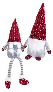 Set di 2 Elfi H30 cm in Tessuto Rosso