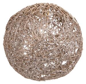 Set 2 Sfere Decorative di Natale in Rattan Willow con 15 Led Ø20 cm Champagne