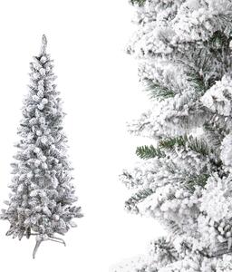 Albero di Natale Artificiale H180 cm Abete Douglas Slim con Neve 465 Tips Verde