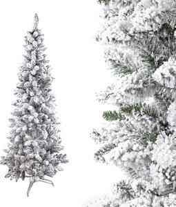 Albero di Natale Artificiale H210 cm Abete Douglas Slim con Neve 669 Tips Verde