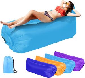 Divano gonfiabile ad aria - Sedia gonfiabile portatile - Ideale per il relax all'aperto - Poggiatesta ergonomico - 235 x 72 cm - Blu