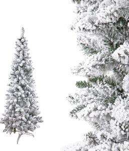 Albero di Natale Artificiale H150 cm Abete Douglas Slim con Neve 321 Tips Verde