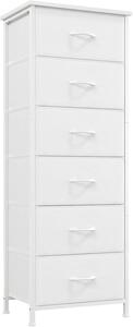 Comodino con cassetto rivestito in tessuto - Mobile contenitore - Organizzazione della camera da letto - Struttura in acciaio - 115H cm - Bianco