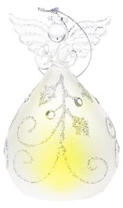 Set 2 Angeli Agrifoglio con Led H10,5 cm in Vetro Silver