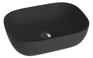 LAVITA Lavabo da appoggio Costa Black | Lavabo da appoggio rettangolare | Lavabo senza troppopieno e foro rubinetto | In porcellana di alta qualità | Lavabo | 46x32,5x13,5 cm | Nero opaco