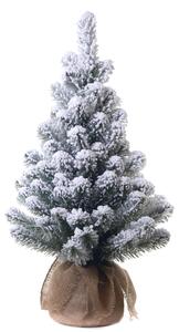 Mini Albero di Natale Artificiale H75 cm Abete con Sacco e Neve 62 Tips Verde