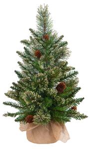 Mini Albero di Natale Artificiale Abete H60 cm con Sacco e Glitter e 60 Tips Verde