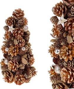 Set 2 Coni Decorativi 30 cm Natale con Stelle e Pigne