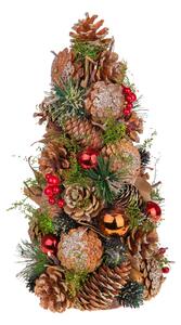 Set 2 Coni Decorativi con Sfere e Bacche H30 cm Rosso