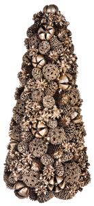 Set 2 Coni Decorativi con Pigne e Bacche Alteza 30 cm Oro