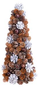 Set 2 Coni Decorativi con Mini Pigne H30 cm Marrone