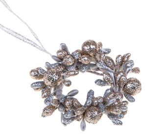 Set 12 Giro Candela con Bacche Ø7 cm Champagne