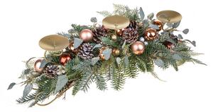 Centrotavola Natalizio 72 cm per 3 Candele con Sfere Decorative