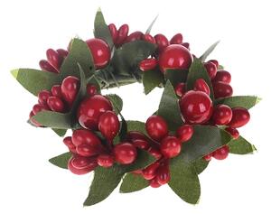 Set 12 Giro Candela con Bacche Ø7 cm Rosso