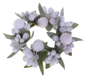 Set 12 Giro Candela con Bacche Ø7 cm Bianco