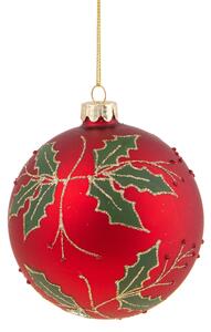Set 4 Palline Decorative per Albero di Natale Ss Agrifoglio Ø10 cm Rosso/Verde