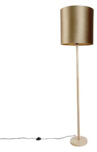 Lampada da terra in legno con paralume in velluto bronzo 40cm - Mels