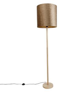 Lampada da terra in legno con paralume in velluto con design a coccodrillo 40cm - Mels