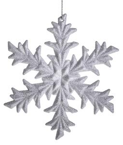 Set 12 Fiocco Neve con Glitter H12,6 cm Bianco