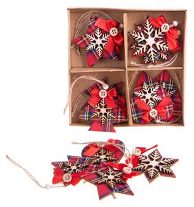 Decori in Legno Assortiti, 48 Pezzi Rosso