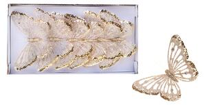 Farfalle con Glitter e Clip 18 Pezzi Ø15 cm Champagne