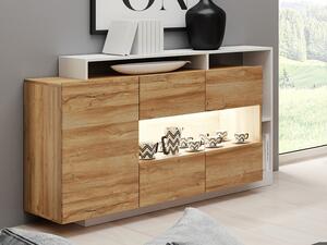 Credenza 3 ante e 3 nicchie con LED Naturale e Bianco - IDESIA