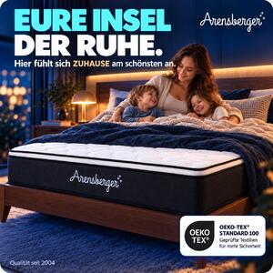 Materasso a molle Arensberger EMILIA con schiuma GEL e topper integrato | 120x200 cm altezza 23cm | livello di solidità H3/ H4 | materasso a molle insacchettate HR