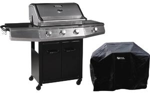 Barbecue a Gas "Bingo 4" - 4 piastre di cui 1 laterale - 14kW + Fodera di protezione- Argento