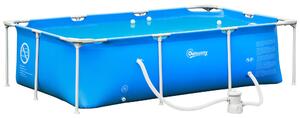 Outsunny Piscina Fuori Terra Autoportante, Piscina Rigida Rettangolare con Filtro e Valvola in Acciaio e PVC, Blu, 252x152x65cm|Aosom
