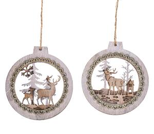 Set 12 Decoro in Legno Assortito Ø11 cm Nat/Oro