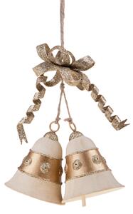 Set 2 Fiocco con Campane 16 cm Crema/Oro