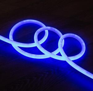 Striscia LED neon dimmerabile 220V blu rotonda 360° 9W/m taglio 100cm IP67 su misura 2 m