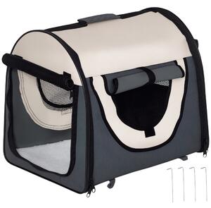 PawHut Trasportino per Animali Domestici Pieghevole in Oxford con Cuscino Rimovibile Lavabile e Borsa per Trasporto, Grigio scuro|Aosom