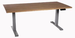 Scrivania da ufficio regolabile in altezza, grigio chiaro, piano in legno massello di quercia, dimensioni 160x80 cm
