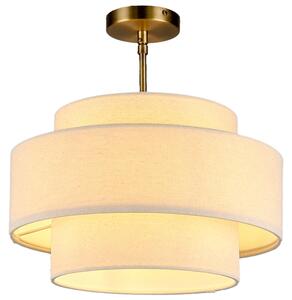 Lampada a sospensione Relaxdays, stile Mid-Century, retro, con paralume a 3 livelli, attacco E27, dimensioni: 36,5 x 35 cm, realizzata in lino e metallo, colore crema/ottone