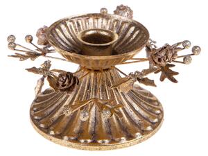 Set 2 P/Candela con Foglie Ø12 cm Oro