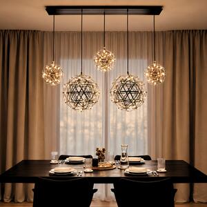 S.luce Atom LED Lampada a sospensione per tavolo da pranzo a 2-5 luci, barra da 160 cm, lampada a sospensione cromata con binario bianco, rotonda, allungata, a 4 luci