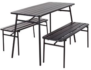 ProGarden Set di 3 tavoli e panche da giardino grigio acciaio