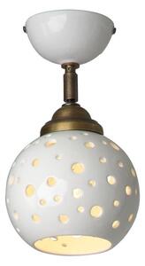 2253 PICCOLA PLAFONIERA IN TERRACOTTA BIANCA TRAFORATA CON SFERA D15 CM ORIENTABILE RUSTICA MADE IN ITALY