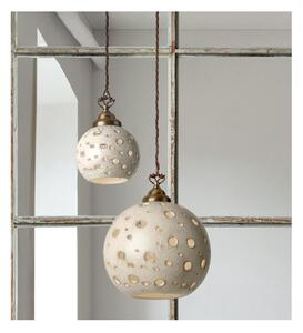2254 SOSPENSIONE SINGOLA CON SFERA IN TERRACOTTA FINITURA ANTICATA TRAFORATA 2 MISURE RUSTICA MADE IN ITALY