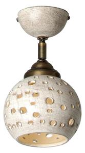 2254 PICCOLA PLAFONIERA IN TERRACOTTA FINITURA ANTICATA TRAFORATA SFERA D15 CM ORIENTABILE RUSTICA MADE IN ITALY