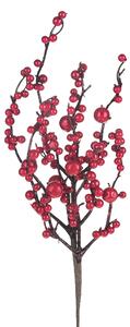 Set 24 Rami Ilex con Bacche Rosse H42 cm Rosso