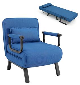 Divano letto KOMFOTTEU, poltrona reclinabile 3 in 1 con funzione letto e cuscino, divano letto con schienale e braccioli regolabili, adatto come letto per ospiti fino a 180 kg, con struttura in metallo, ideale per soggiorno e camera da letto