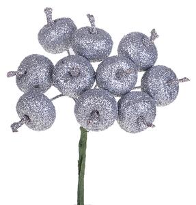 Set 24 Pick Mele Glitter H12,5 cm Silver